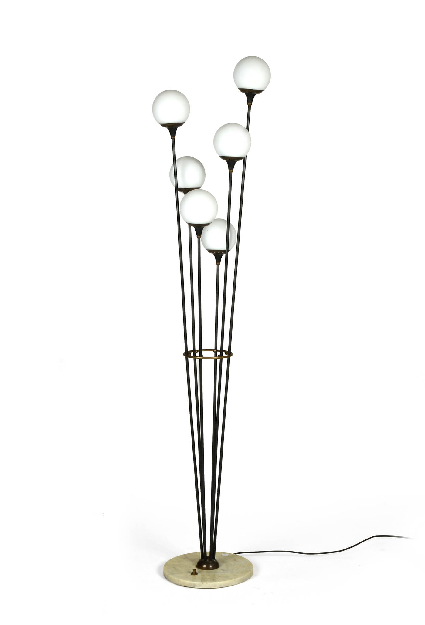 STILNOVO - Lampada da terra in metallo laccato, ottone e vetro 