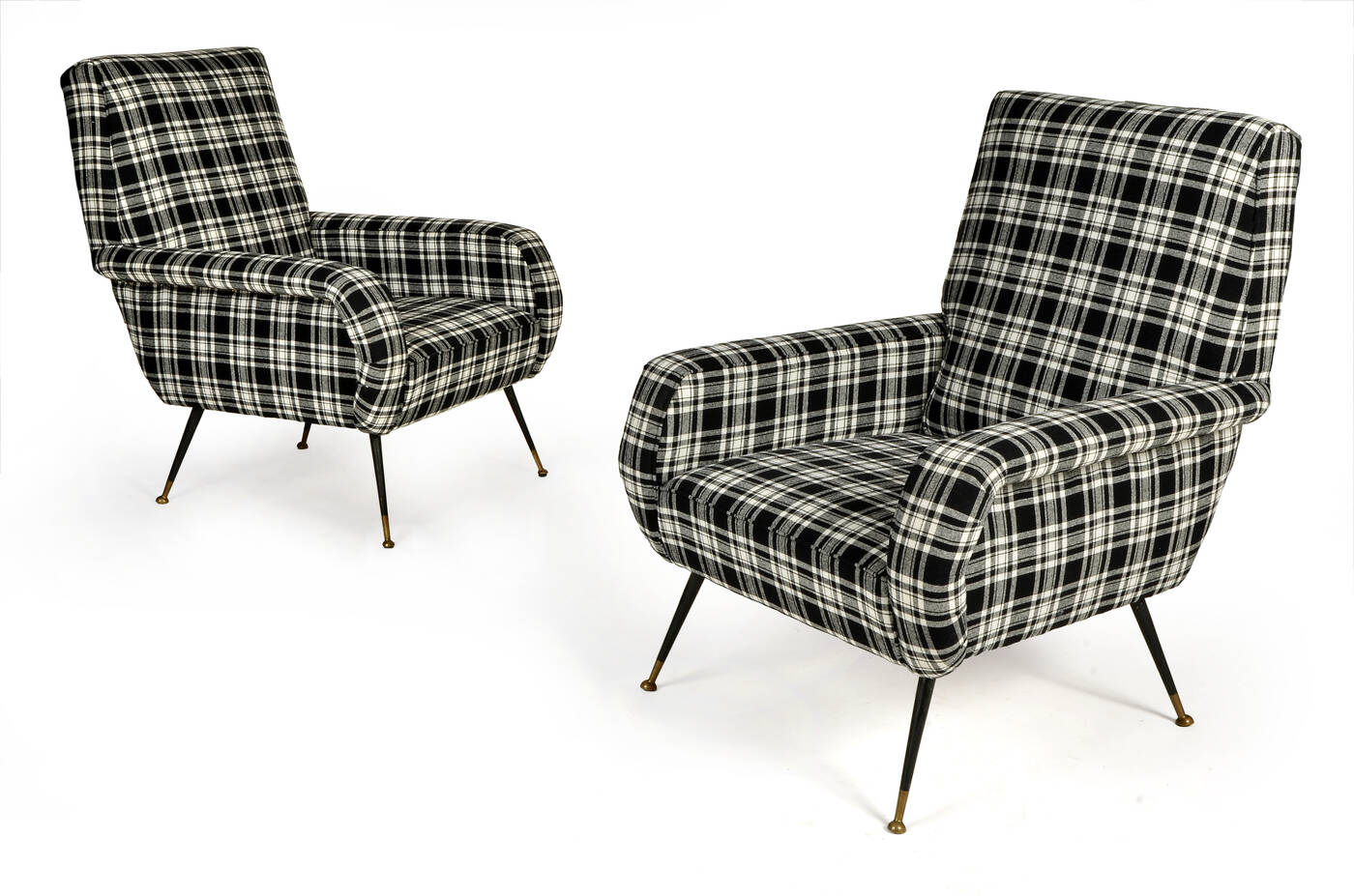 GIGI RADICE - Coppia di poltrone con imbottitura rivestita in tessuto