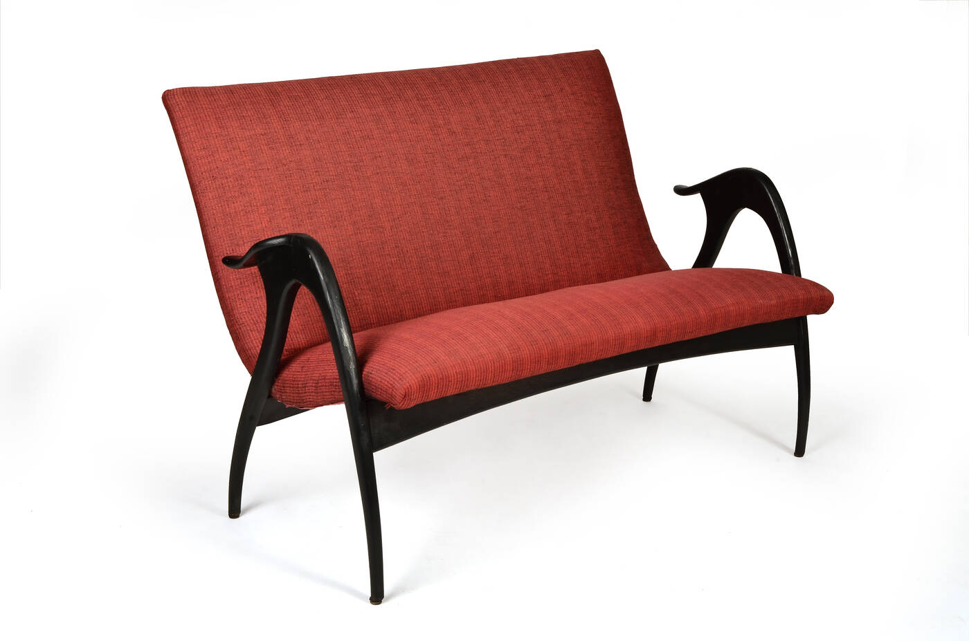 MALATESTA E MASON - Divano con struttura in legno ebanizzato 