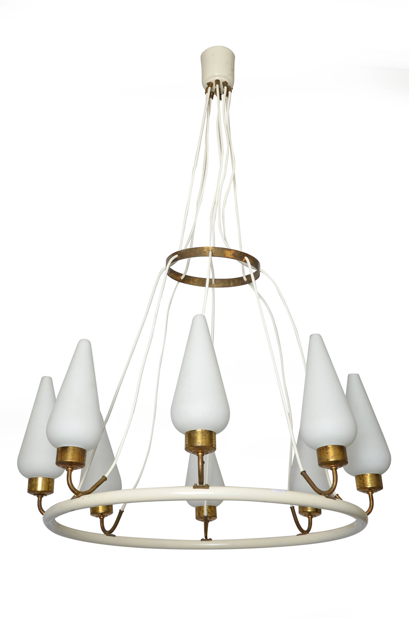 STILNOVO - Lampadario in metallo laccato, ottone e diffusori 