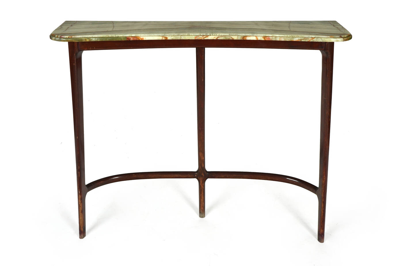 PRODUZIONE ITALIANA - Console in legno laccato con piano in marmo.