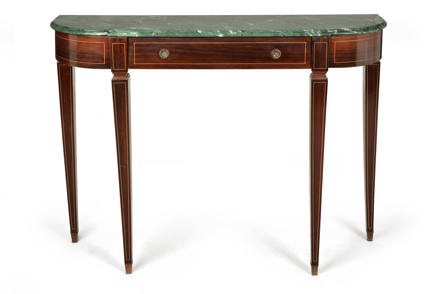 PAOLO BUFFA - Console in legno di mogano, piano in marmo verde.