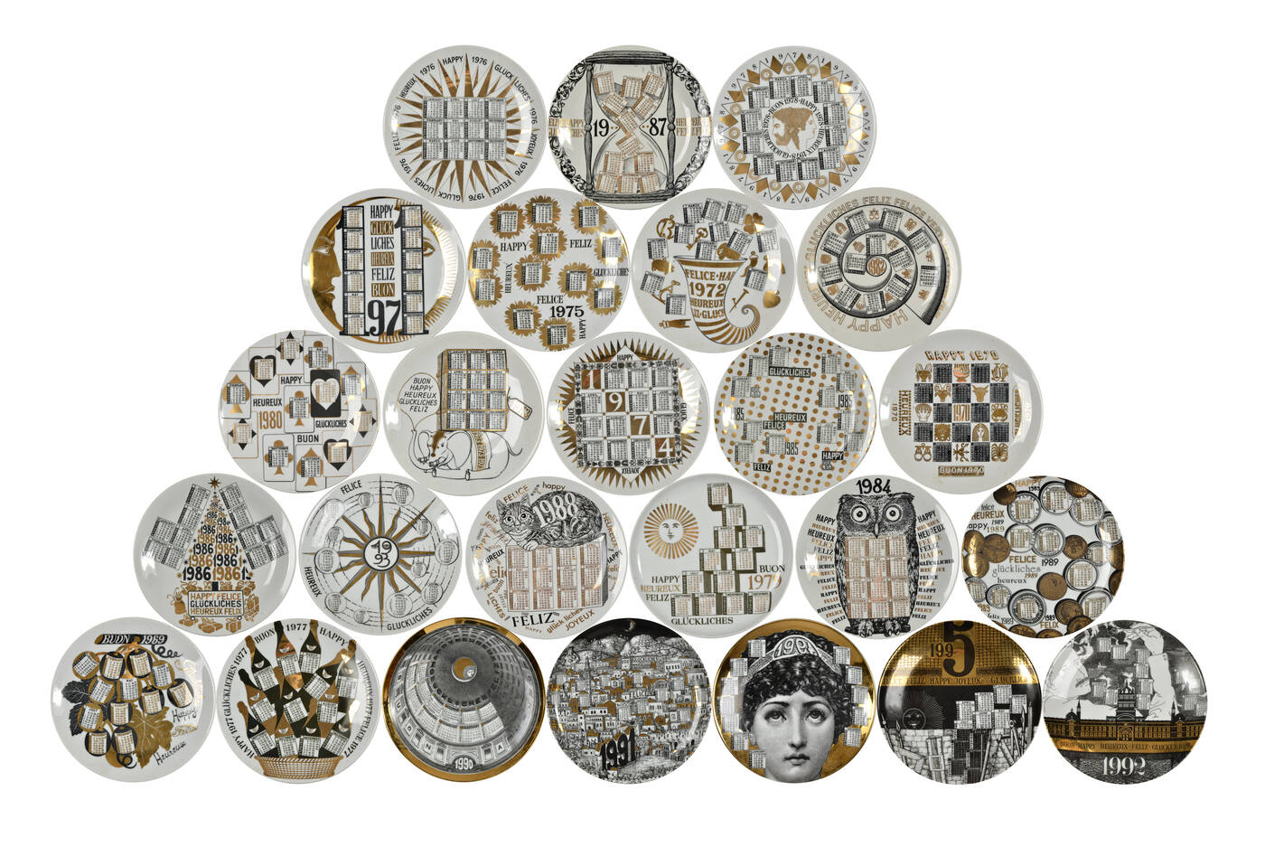 PIERO FORNASETTI - Serie di ventiquattro piatti calendario