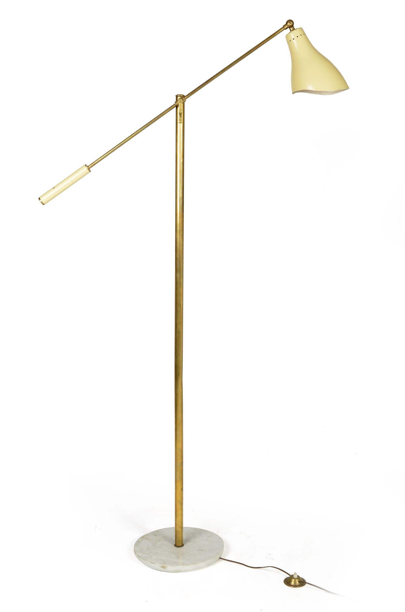 ARREDOLUCE - Lampada da terra monobraccio in ottone, diffusore