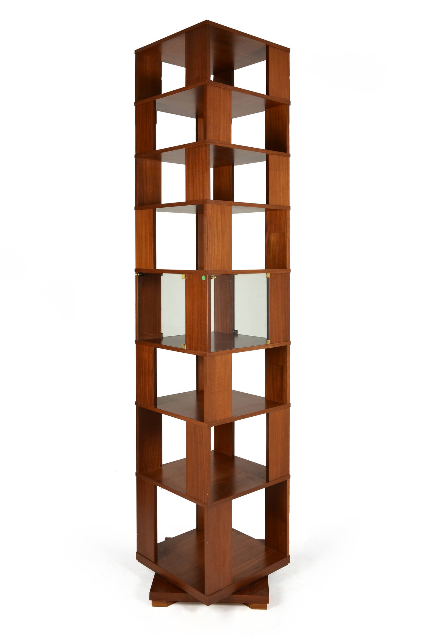 PRODUZIONE ITALIANA - Libreria in legno di noce verniciato e ante in cristallo