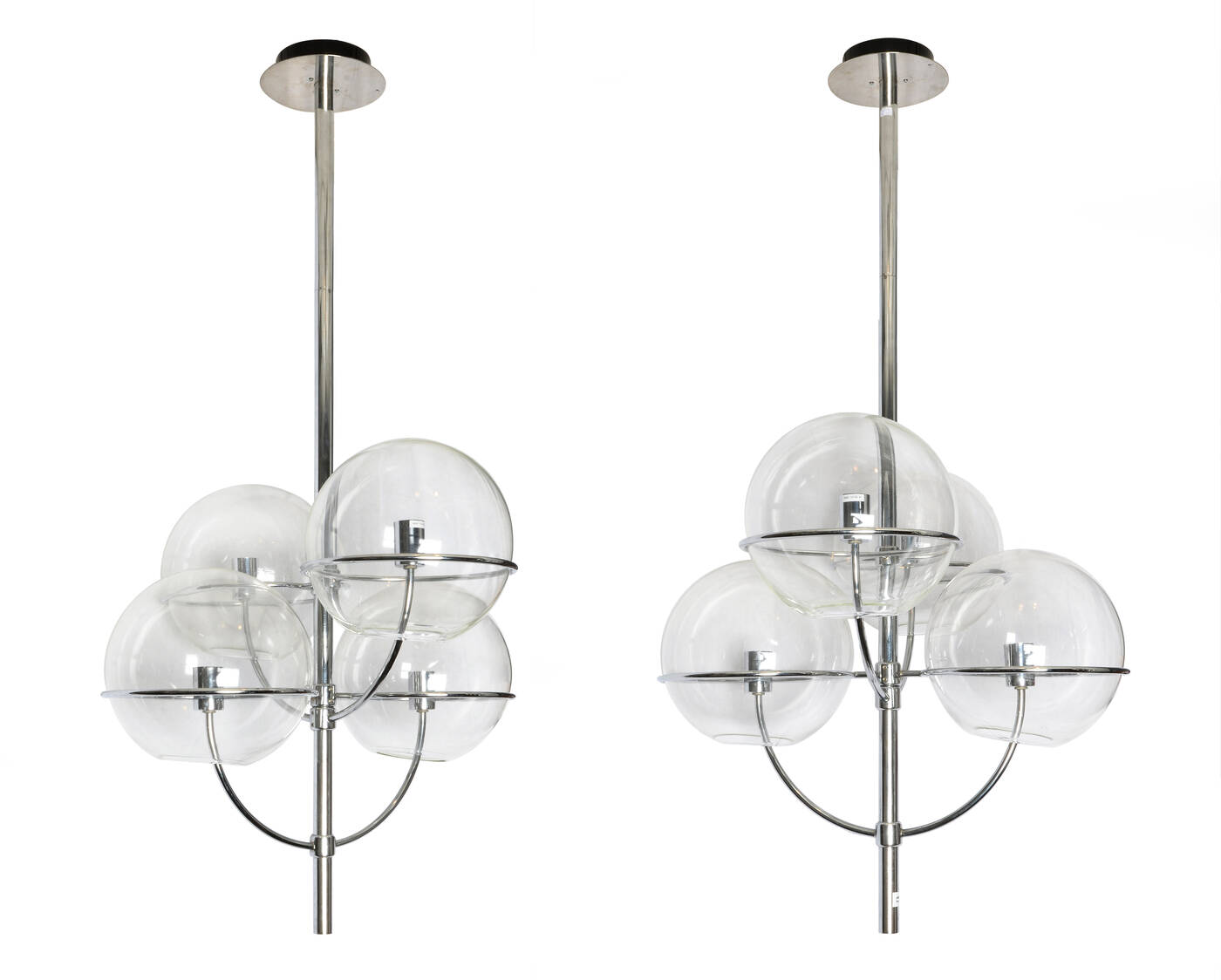 VICO MAGISTRETTI - Coppia di lampadari 'Lyndon', struttura metallo