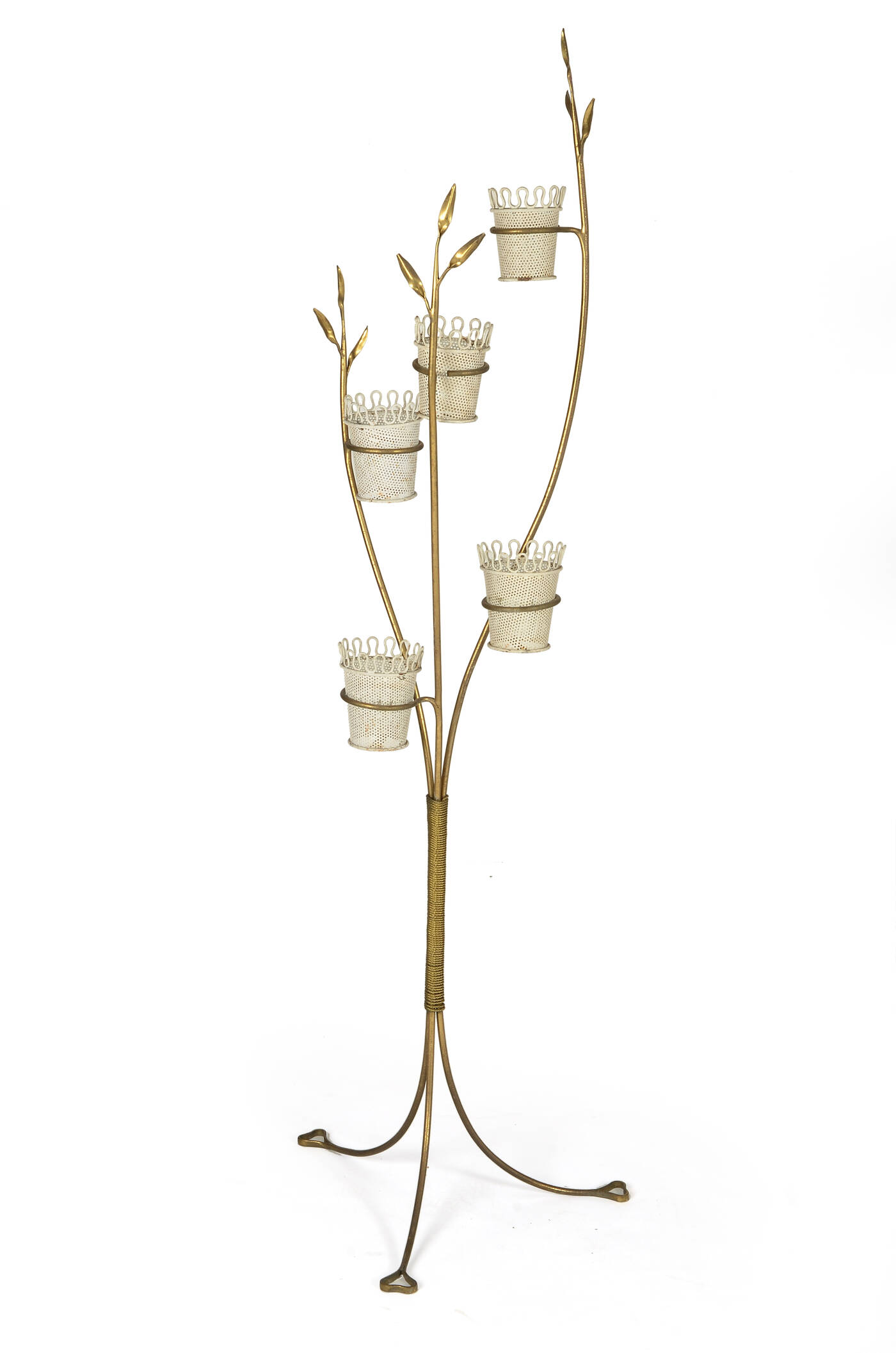 CESARE LACCA - Portavaso in ottone e metallo verniciato.