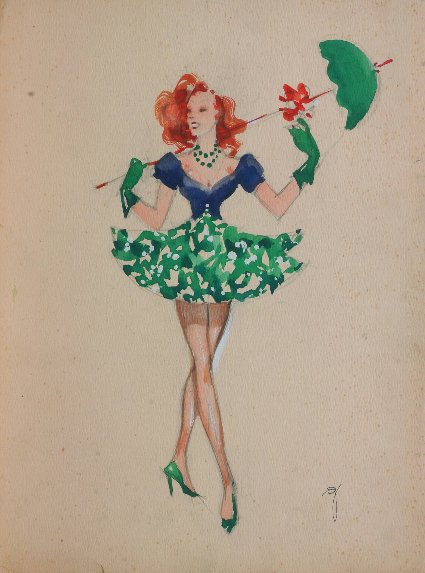 GOLIA (Eugenio Colmo) - 'Figura femminile con ombrellino'