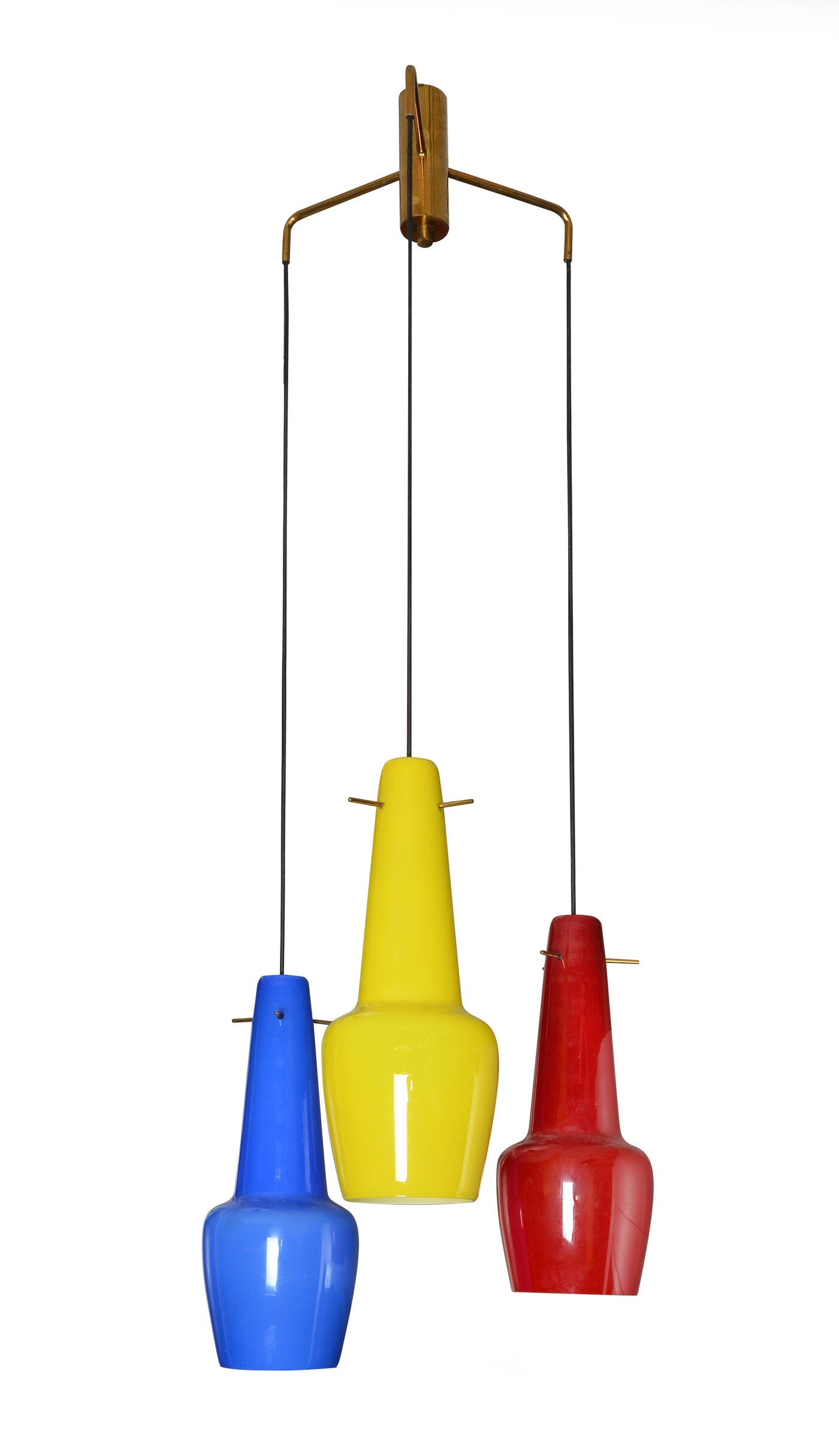 VISTOSI - Lampada a sospensione in ottone e diffusori in