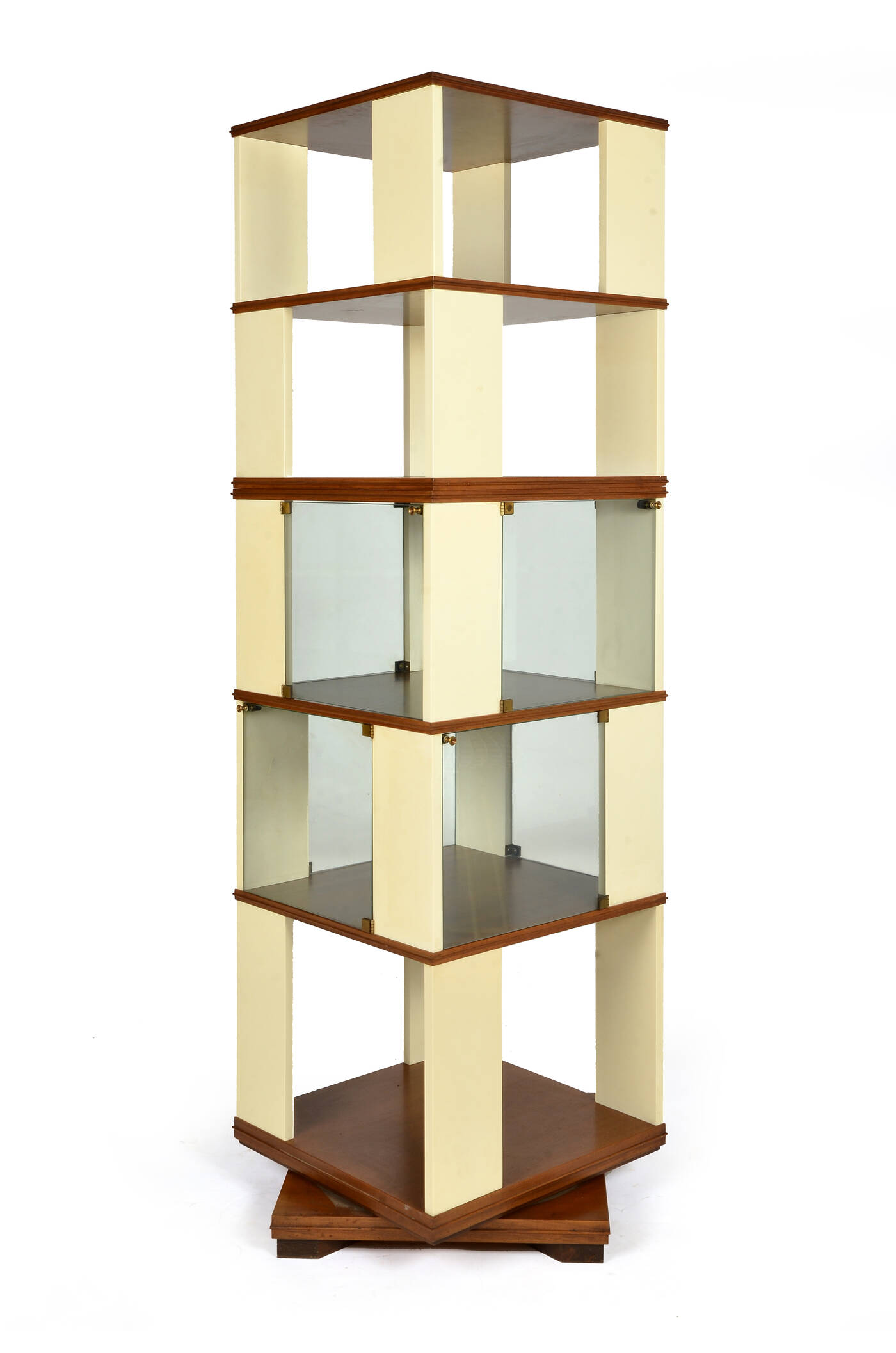 PRODUZIONE ITALIANA - Libreria girevole in legno di noce laccato.