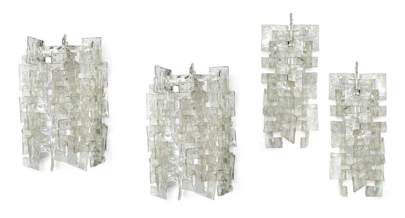 CARLO NASON - Quattro lampade a parete in vetro iridato 