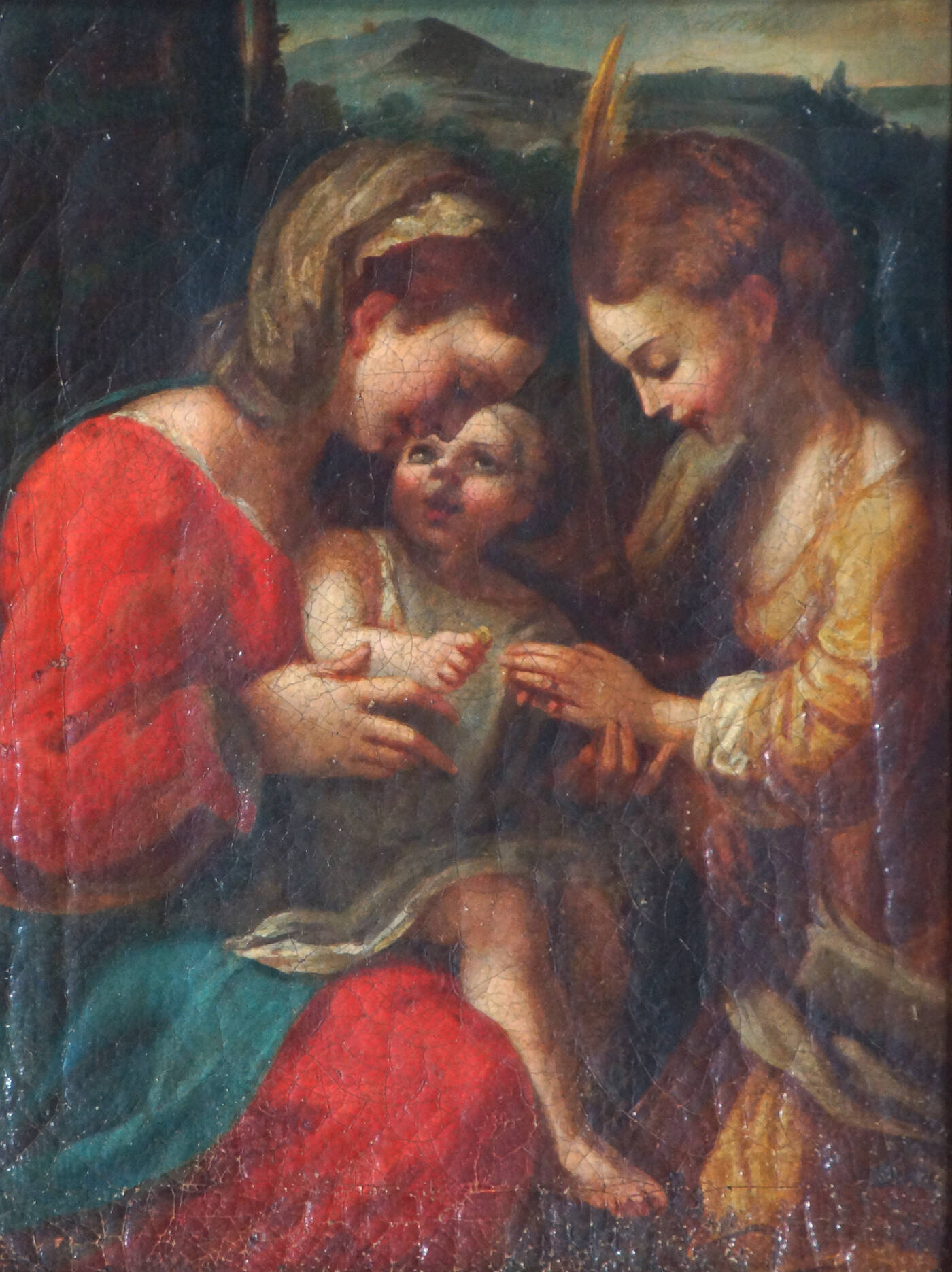 PITTORE ANONIMO DEL XIX SECOLO - 'Matrimonio mistico di Santa Caterina'