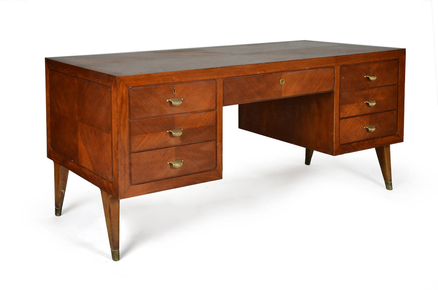 PAOLO BUFFA - Scrivania in legno verniciato con finiture e puntali