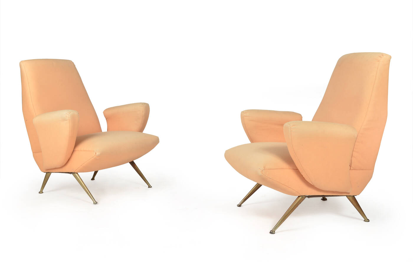 NINO ZONCADA - Coppia di poltrone con imbottitura rivestita in 