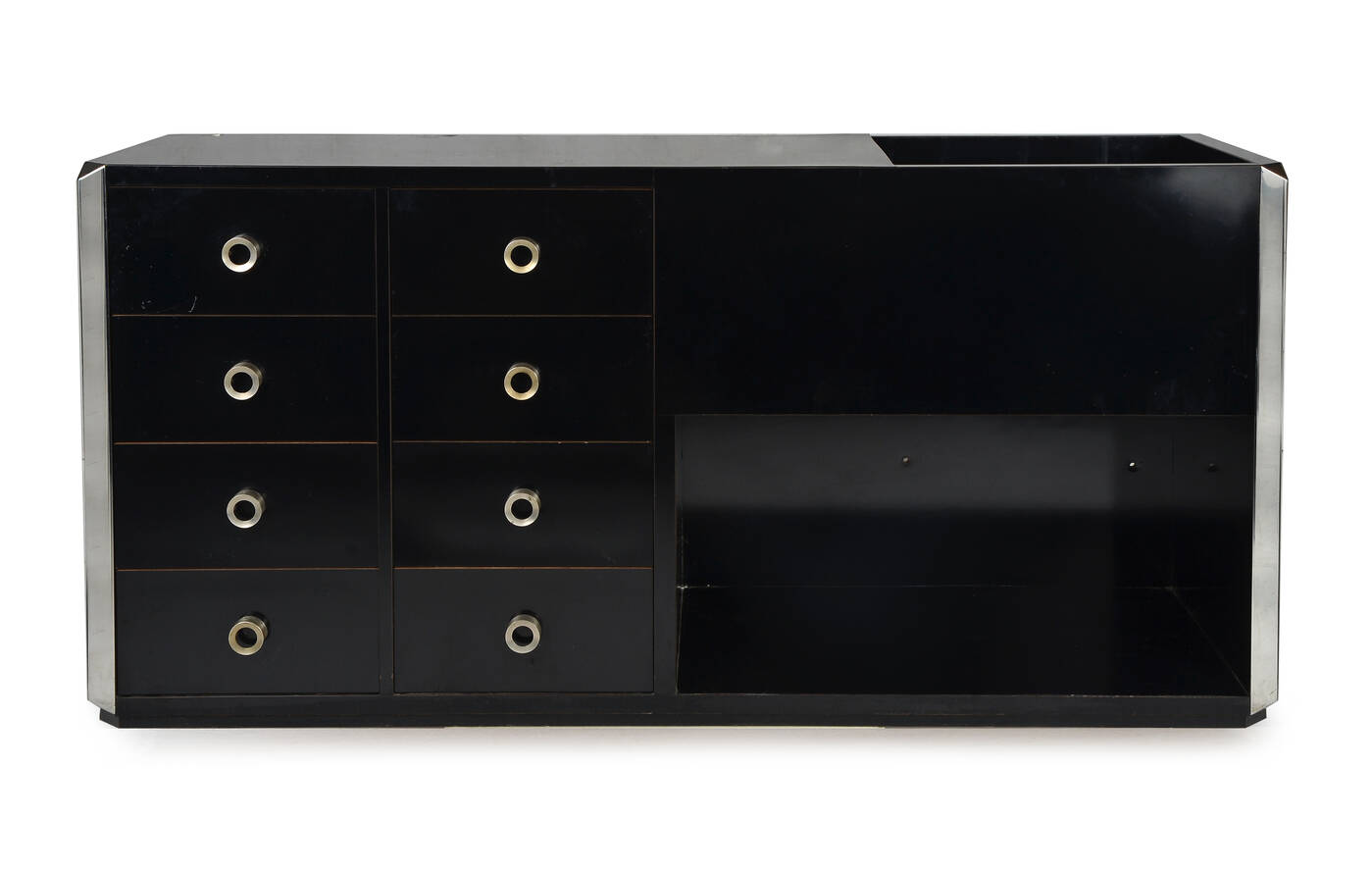 WILLY RIZZO - Credenza in legno laccato e metallo cromato 