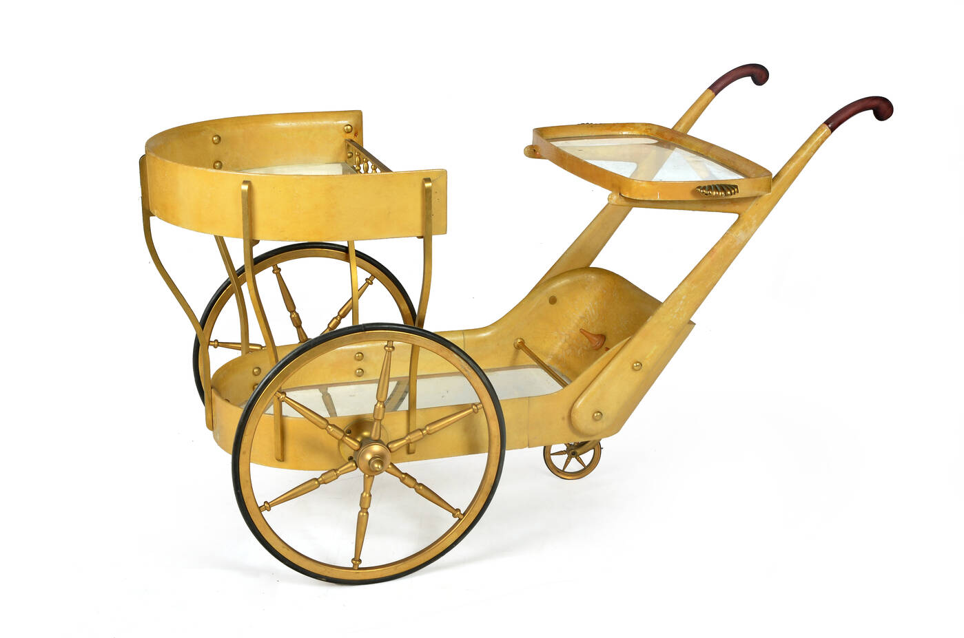 ALDO TURA - Carrellino rivestito in pergamena,