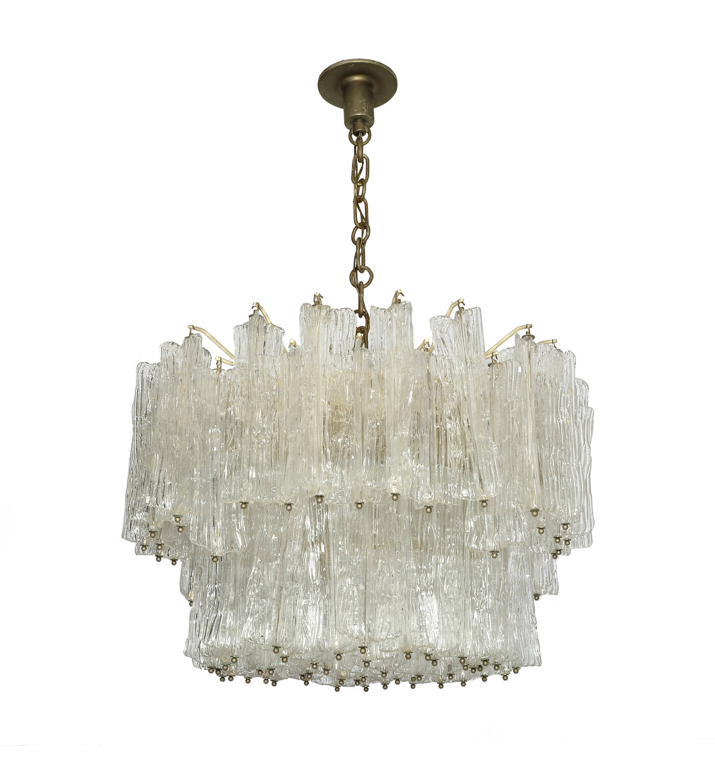 VENINI - Lampadario struttura in metallo con elementi 