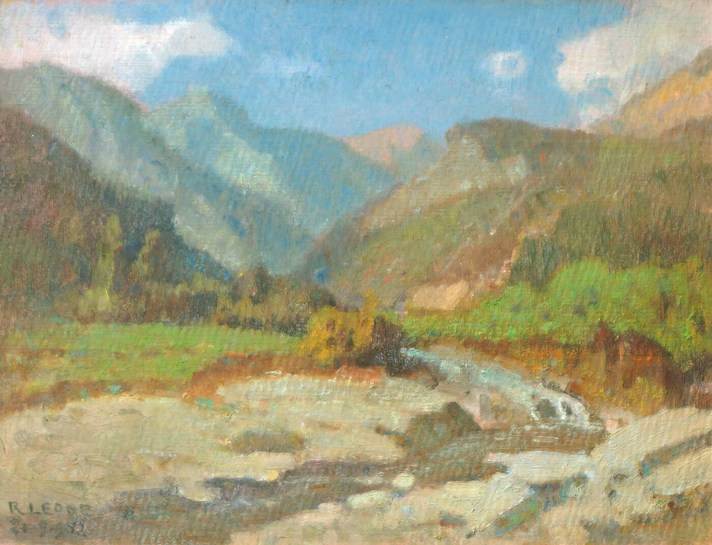 ROBERTO LEONE - 'Paesaggio a Forno di Coazze' 1952