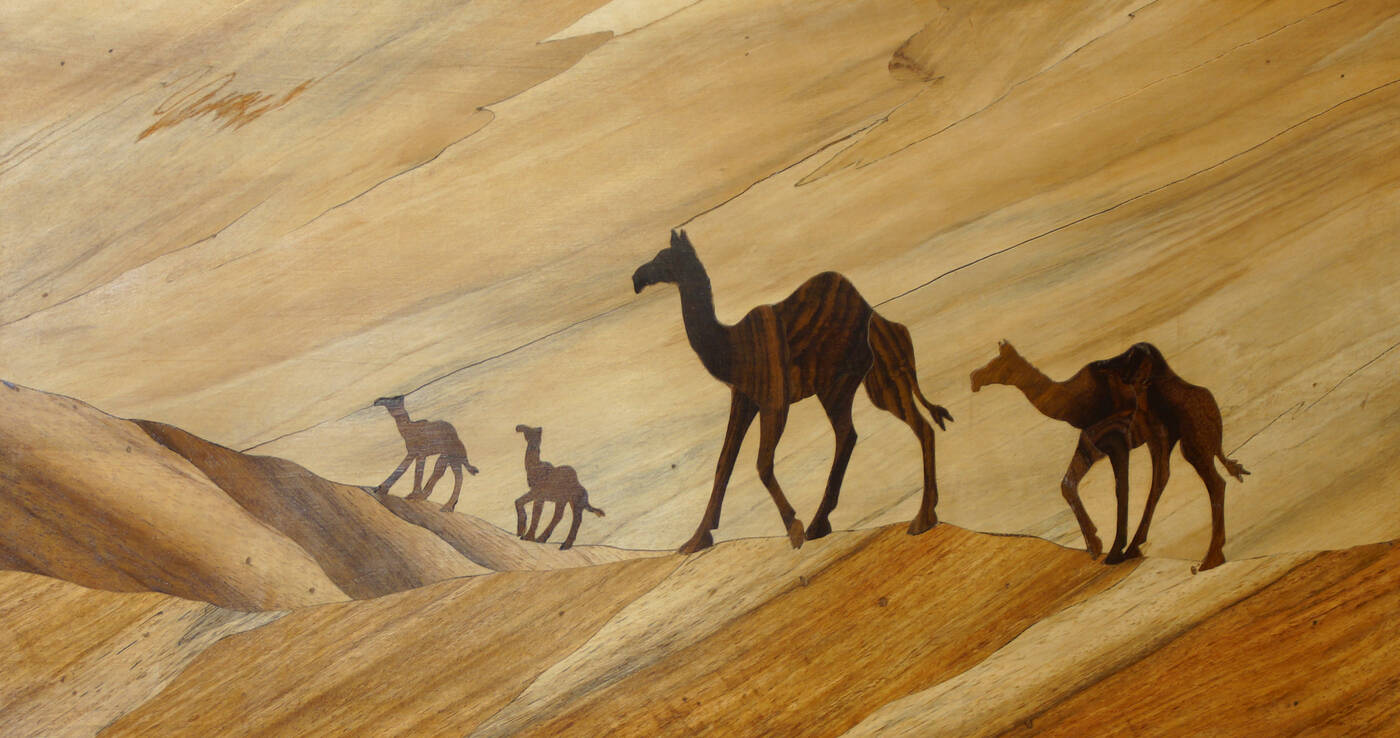 PITTORE ANONIMO DEL XX SECOLO - 'Dromedari nel deserto'