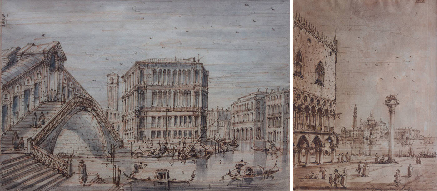 PITTORE ANONIMO DEL XIX SECOLO - 'Coppia di vedute di Venezia'