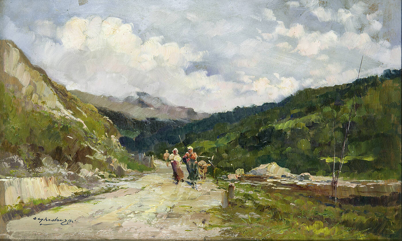 CESARE GHEDUZZI - 'Paesaggio con figure'