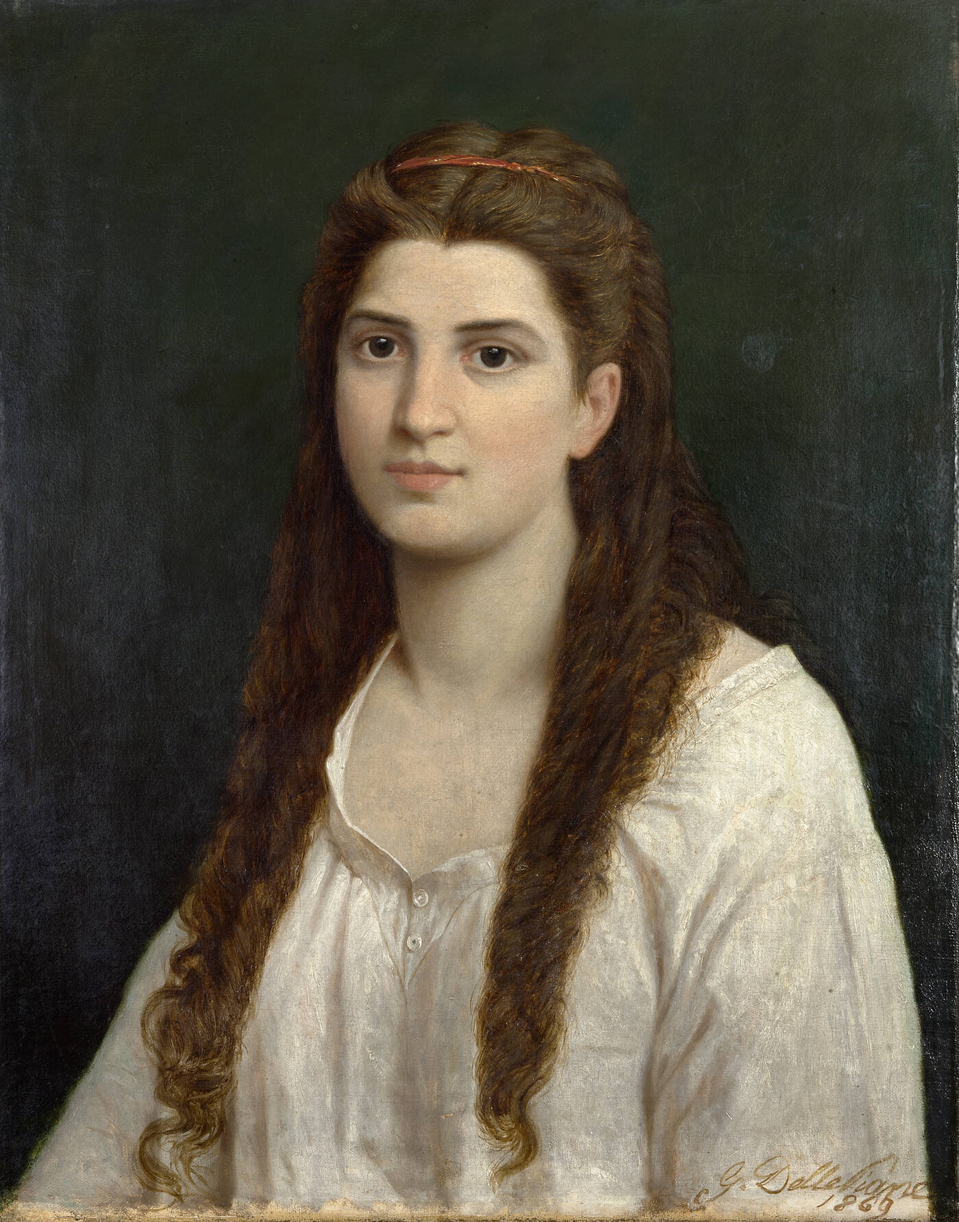 GIUSEPPE DELLEPIANE - 'Ritratto di fanciulla' 1869