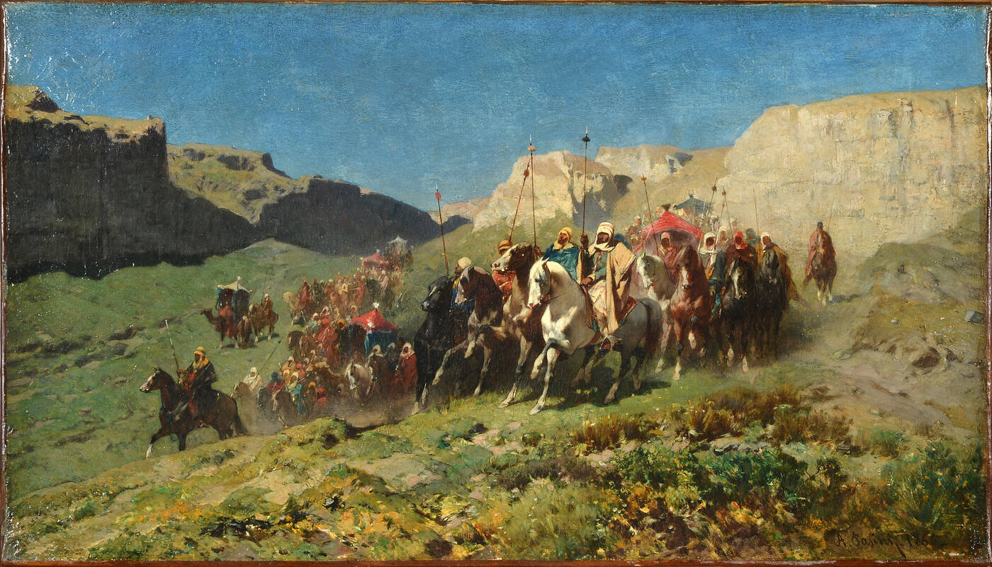 ALBERTO PASINI - 'Caccia al falco' 1866