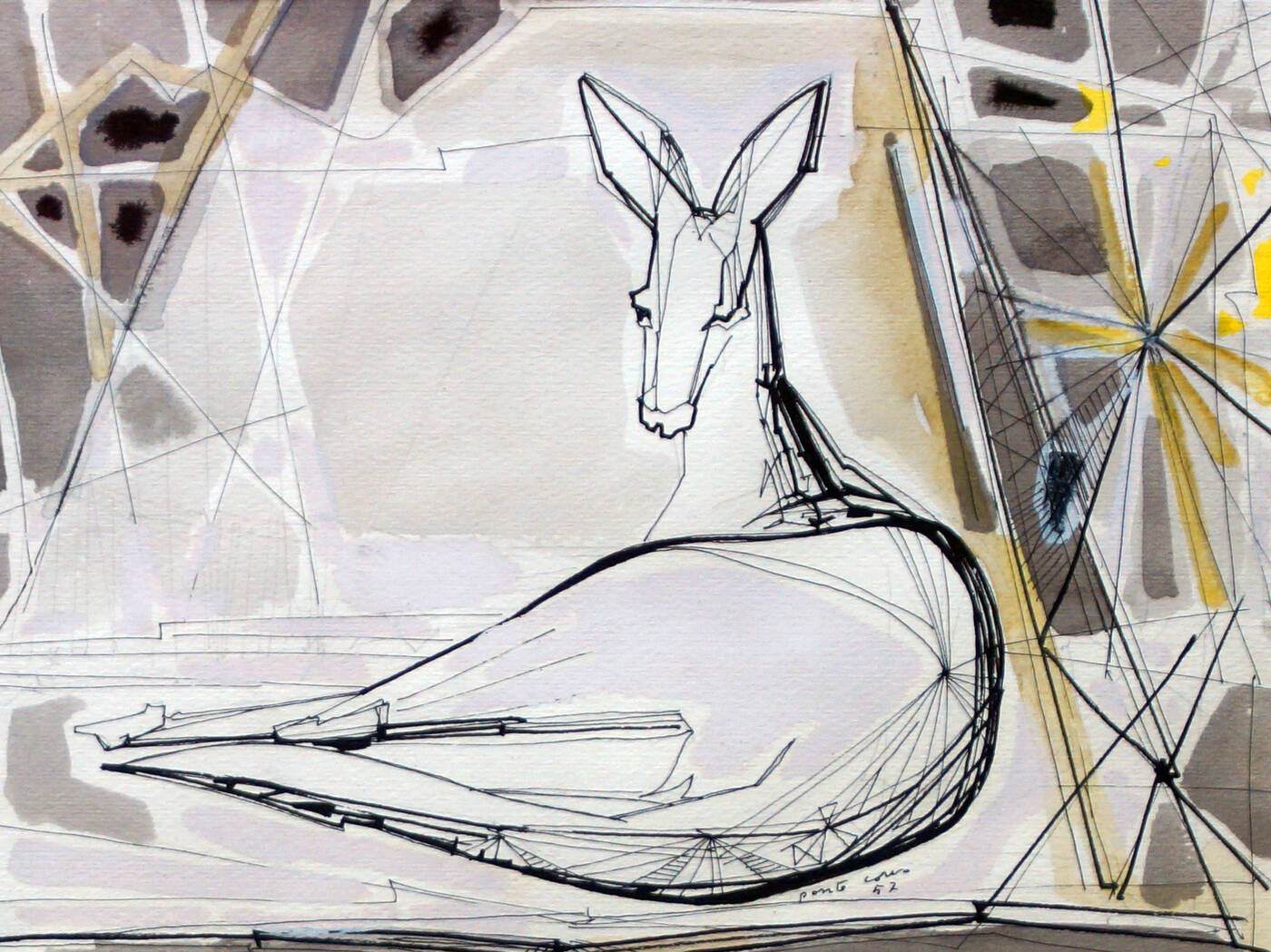 PONTE CORVO (Raffaele Pontecorvo) - 'Figura di animale' 1957