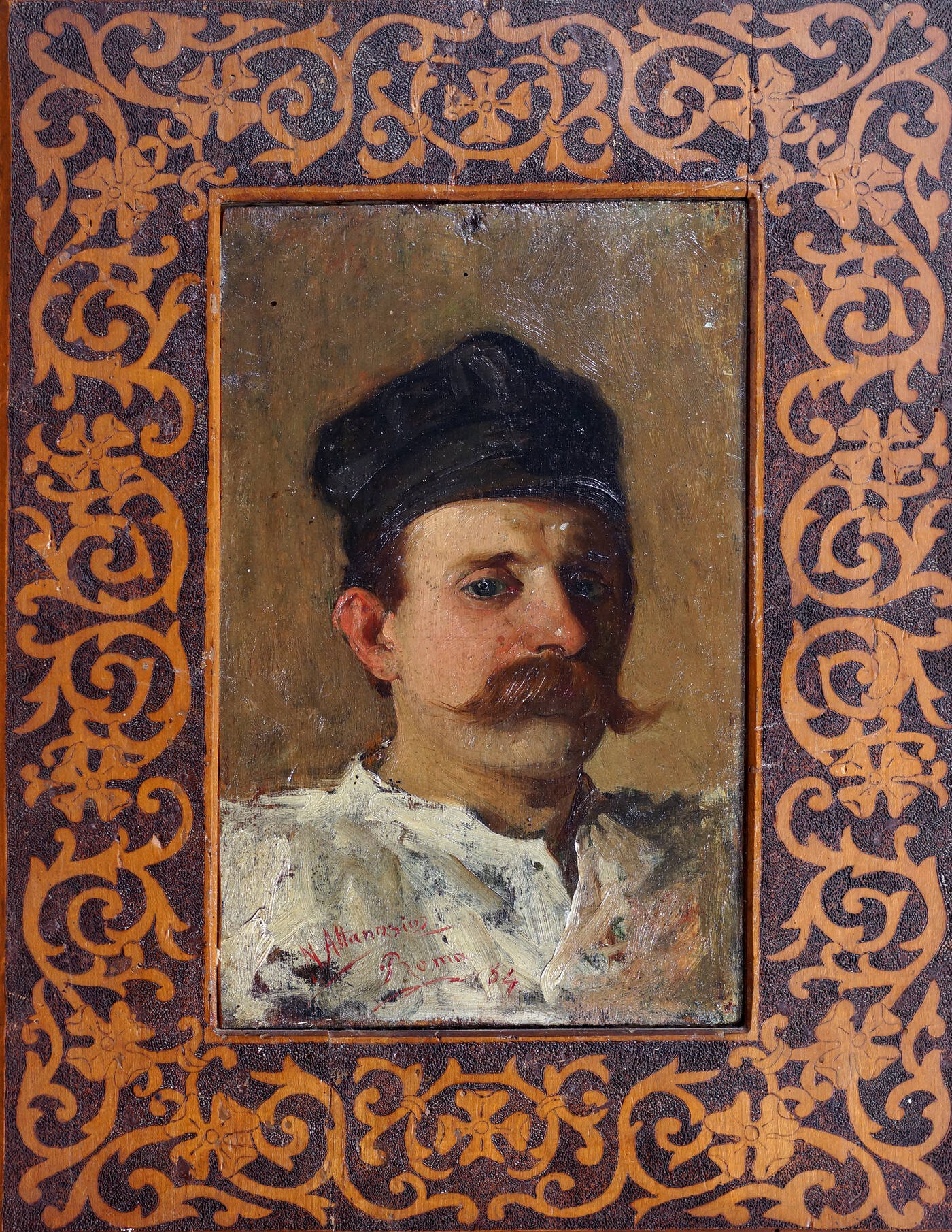 NATALE ATTANASIO - 'Ritratto maschile' Roma 1884