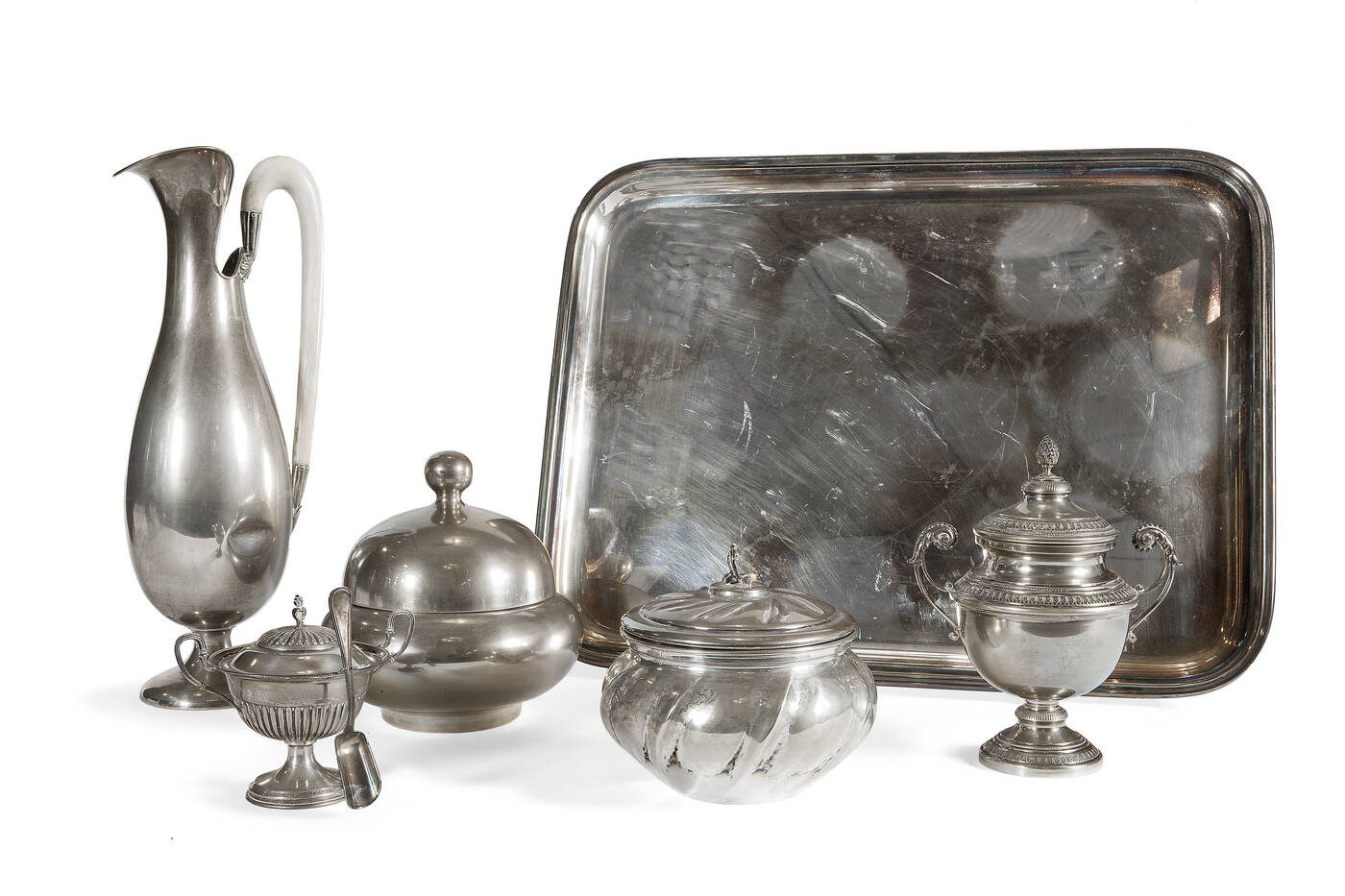 LOTTO DI SEI OGGETTI IN ARGENTO