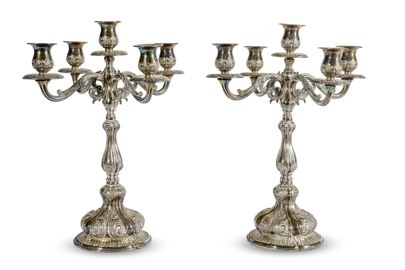 COPPIA DI CANDELIERI IN ARGENTO
