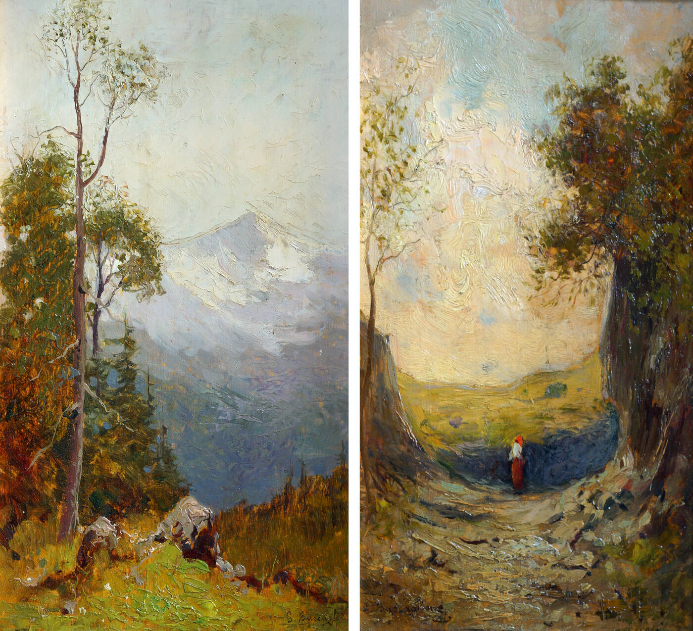 GIUSEPPE BUSCAGLIONE - Coppia di due dipinti