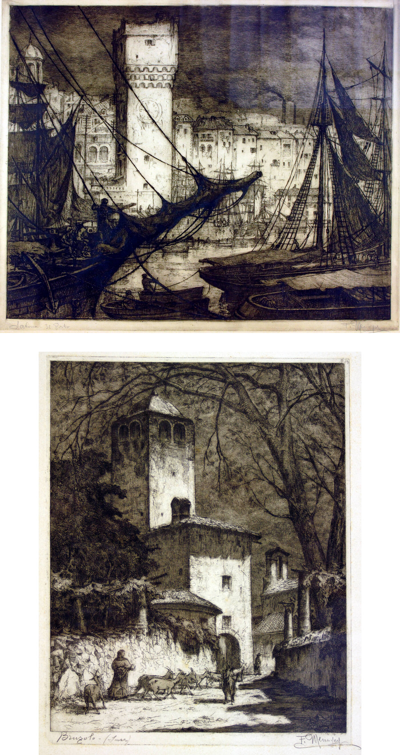 FRANCESCO MENNYEY - Lotto di due acqueforti