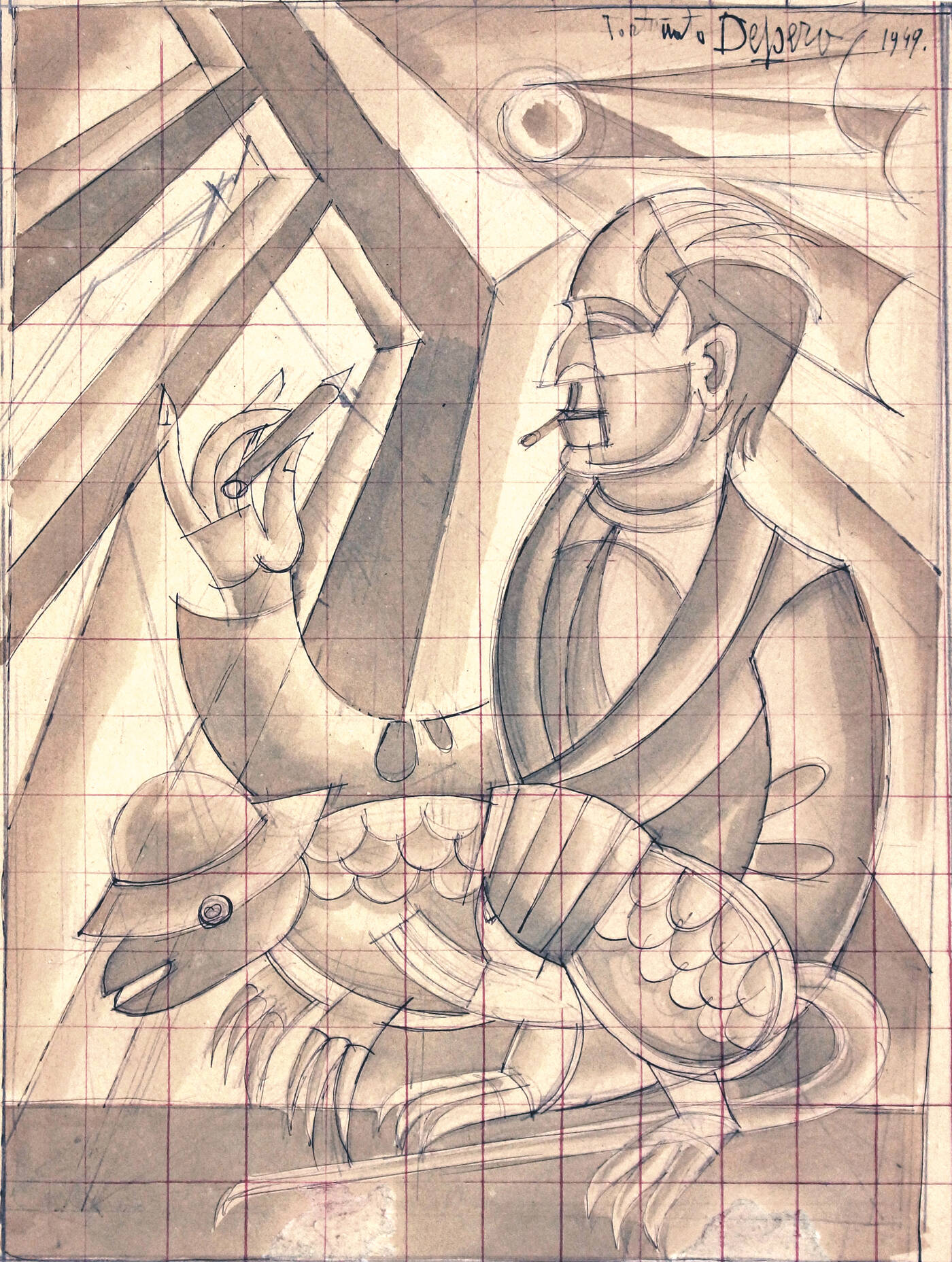 FORTUNATO DEPERO - 'Gianni e l'armadillo' 1949