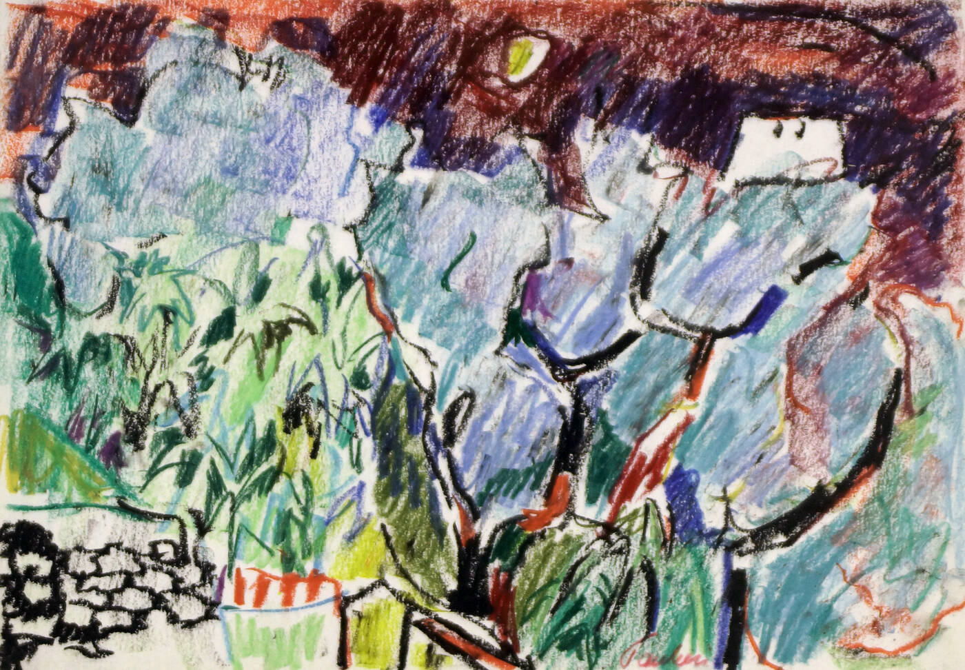 ENRICO PAULUCCI - 'Ulivi sul mare - Rapallo' 1970