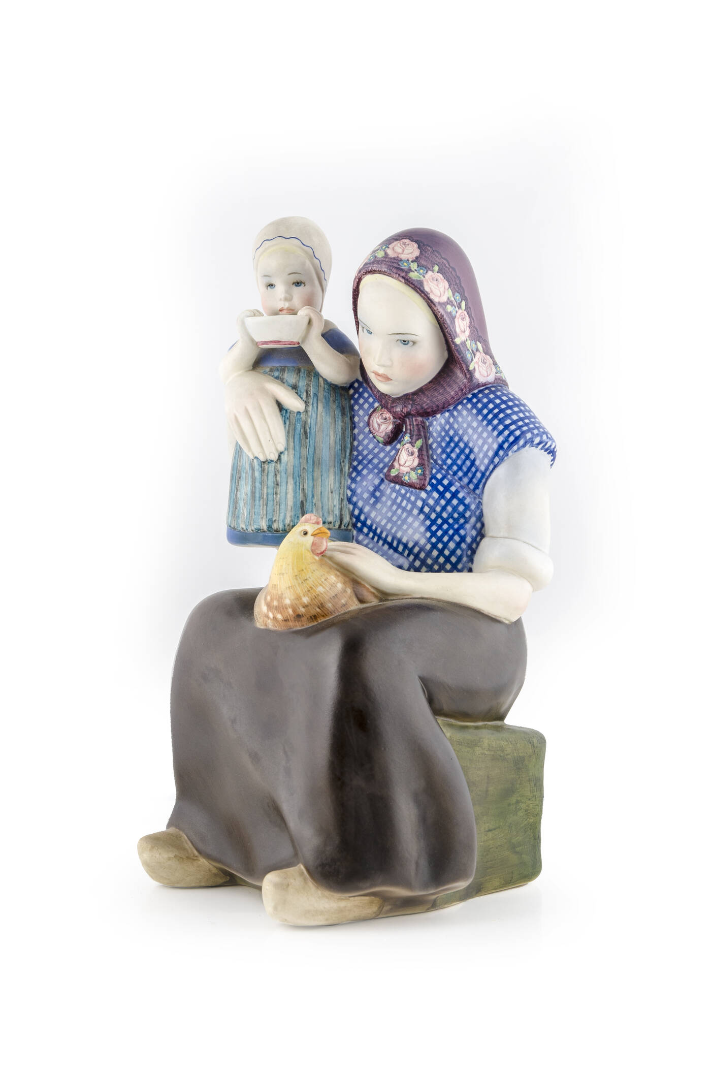 LENCI TORINO - 'Contadina con bambino e chioccia'