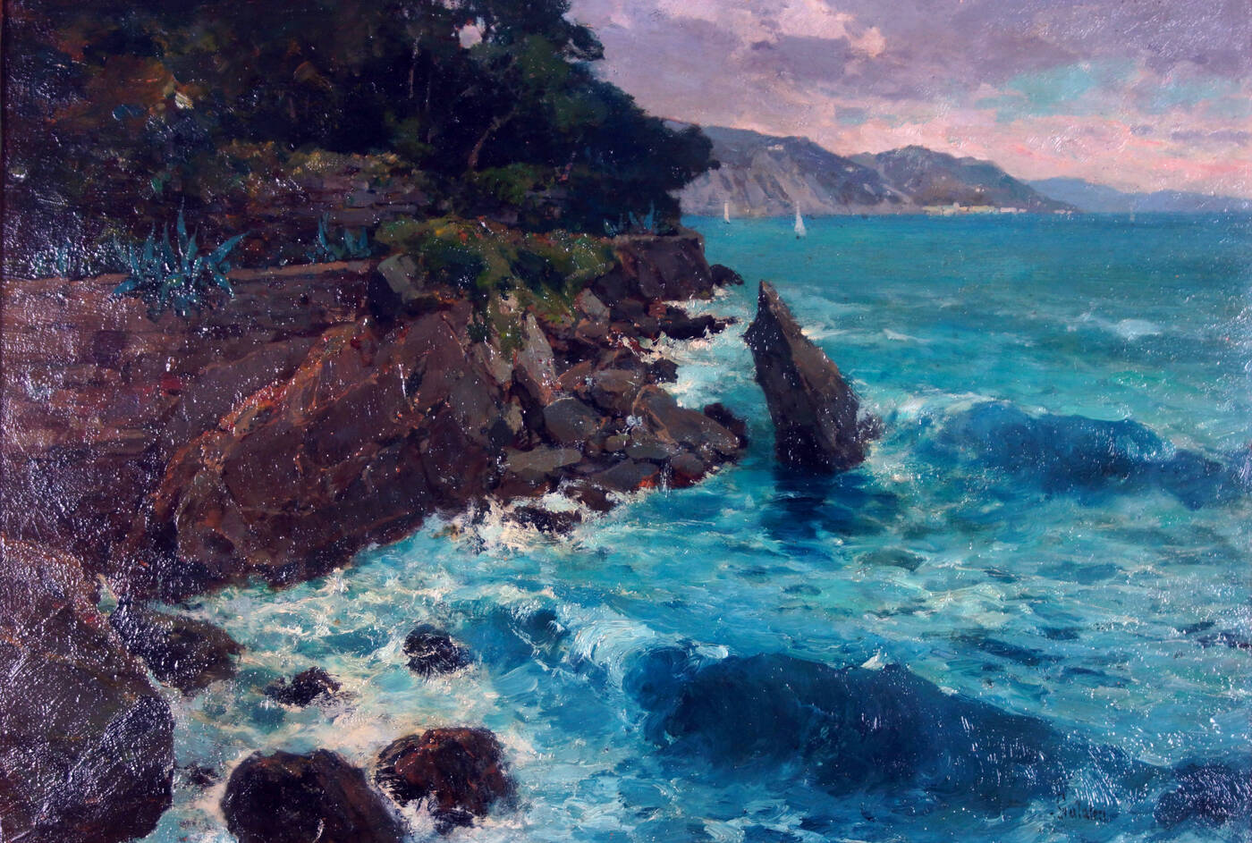 FILIBERTO GALATERI - 'Marina nei pressi dei Balzi Rossi a Ventimiglia'