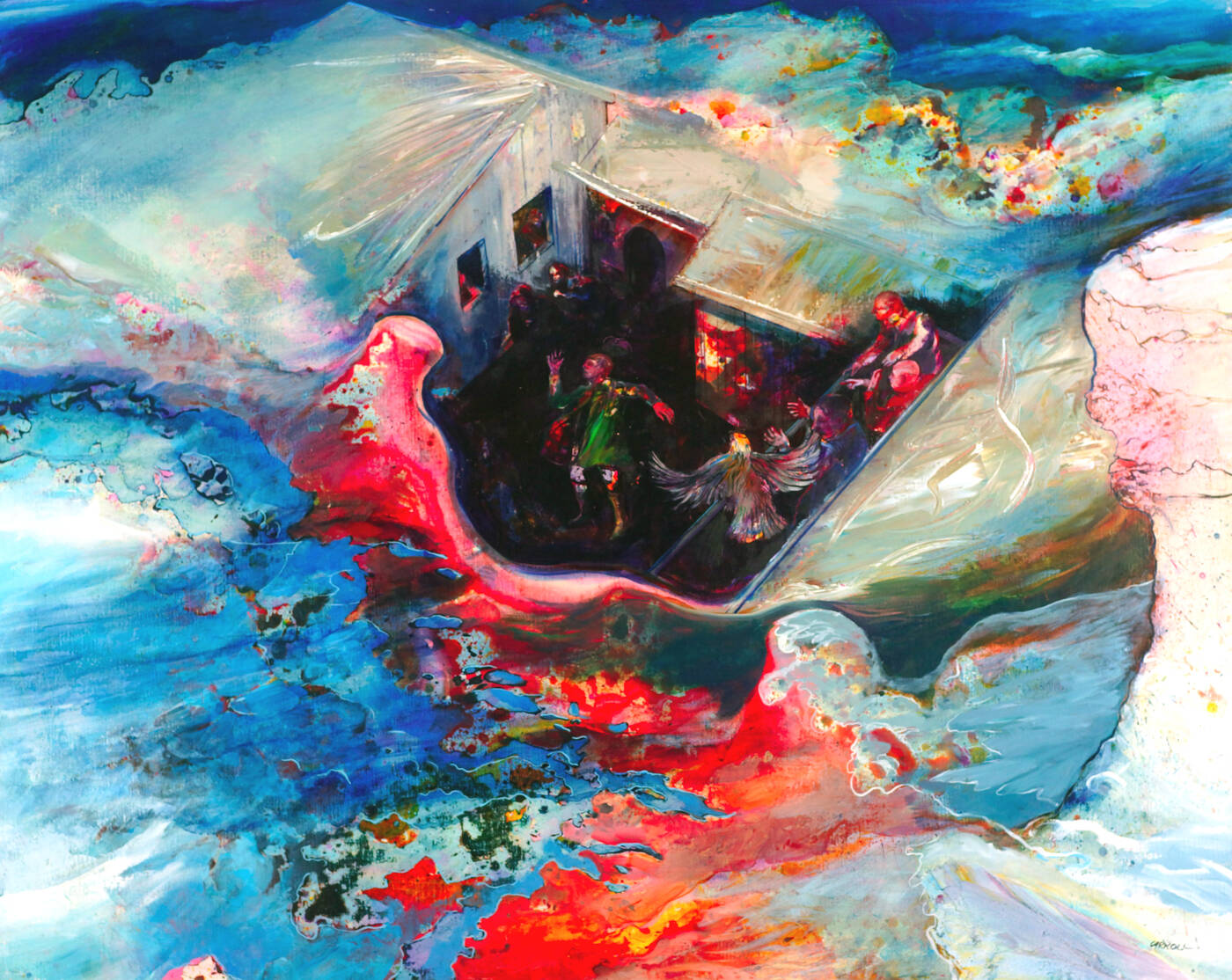 ROBERT CARROLL - 'Villaggio sul lago ghiacciato' 1972