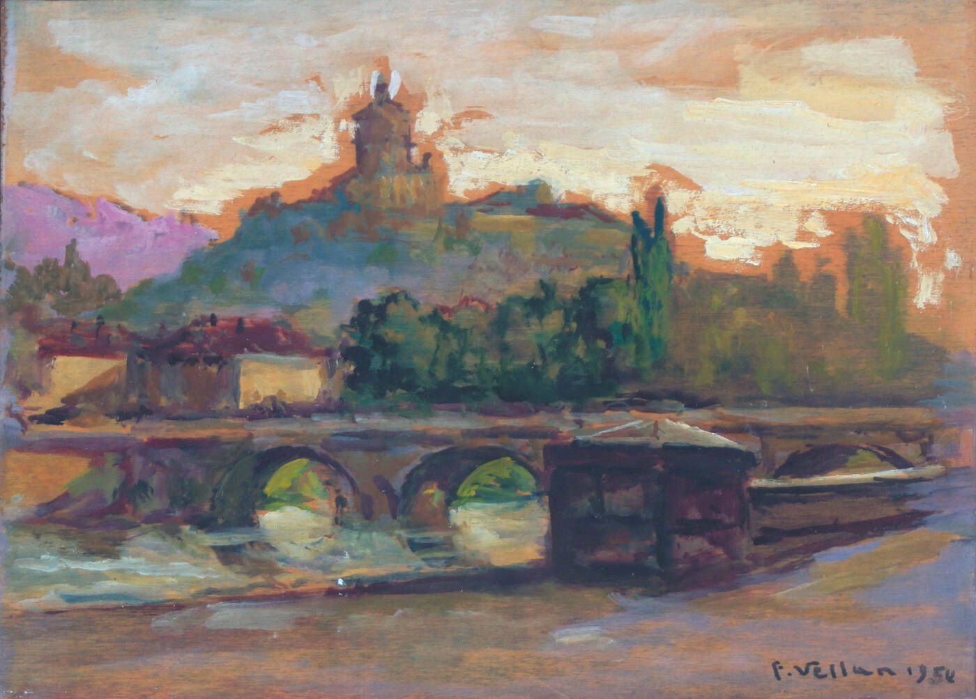 FELICE VELLAN - Torino - Il Monte dei Cappuccini' 1954