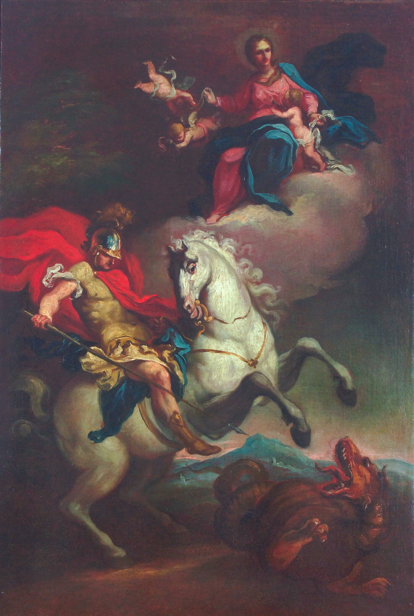 PITTORE ANONIMO DEL XVIII SECOLO - 'San Giorgio e il drago'