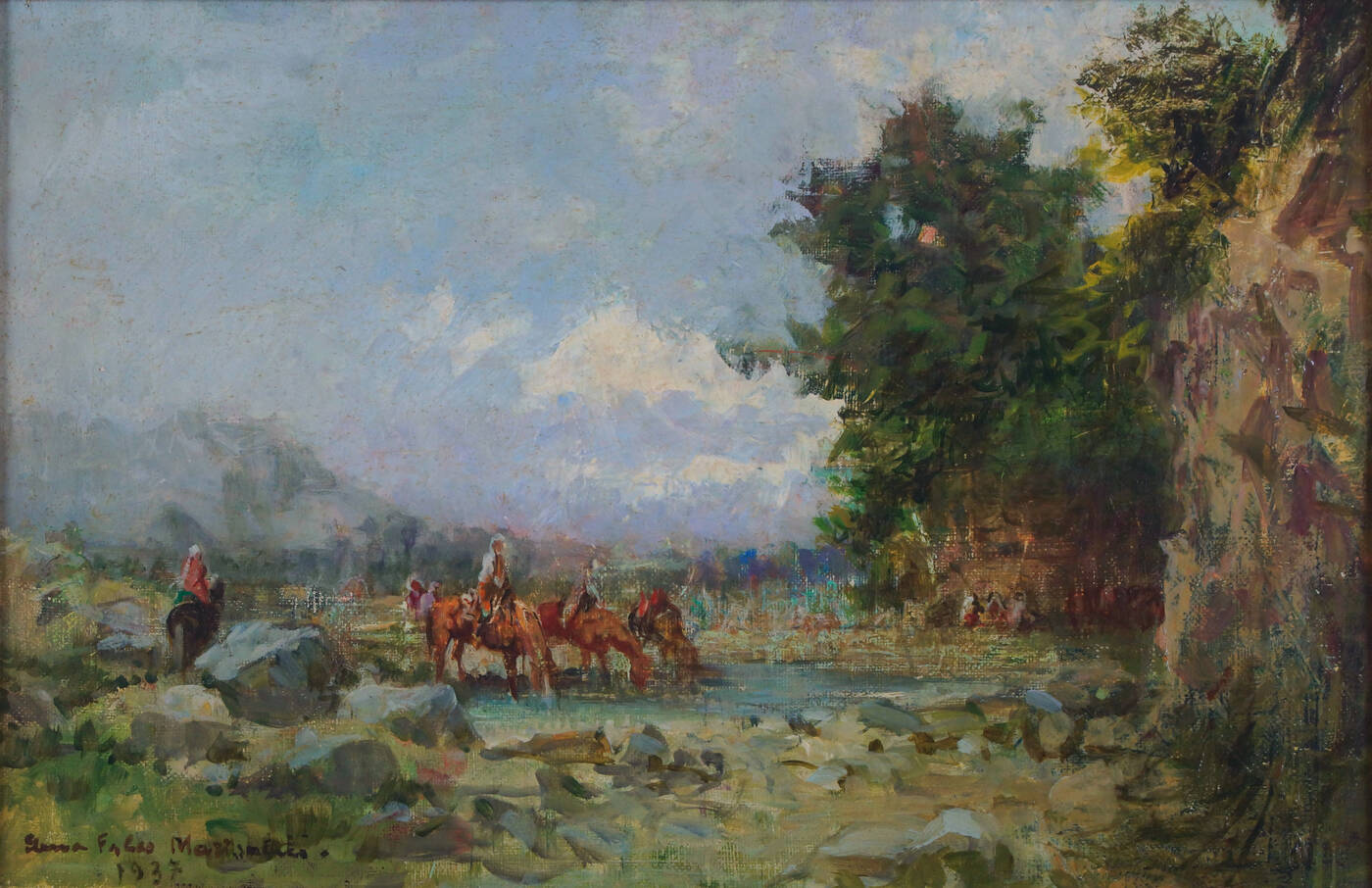 ELENA MARISALDI FALCO - 'Cavalli all'abbeveratoio' 1937