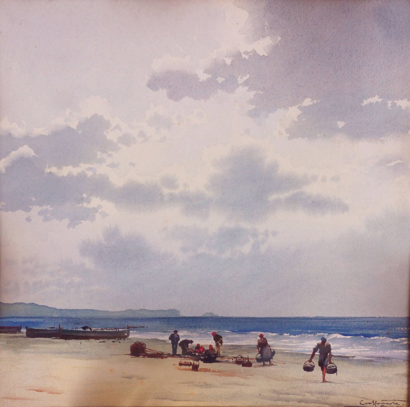 AURELIO CRAFFONARA - 'Marina con figure'