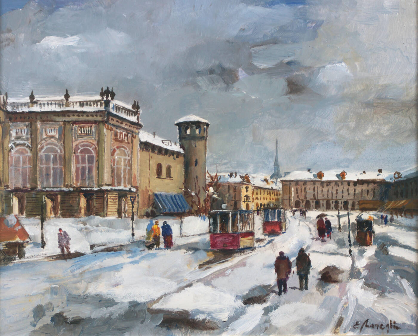 EDMONDO MANEGLIA - 'Piazza Castello sotto la neve' 