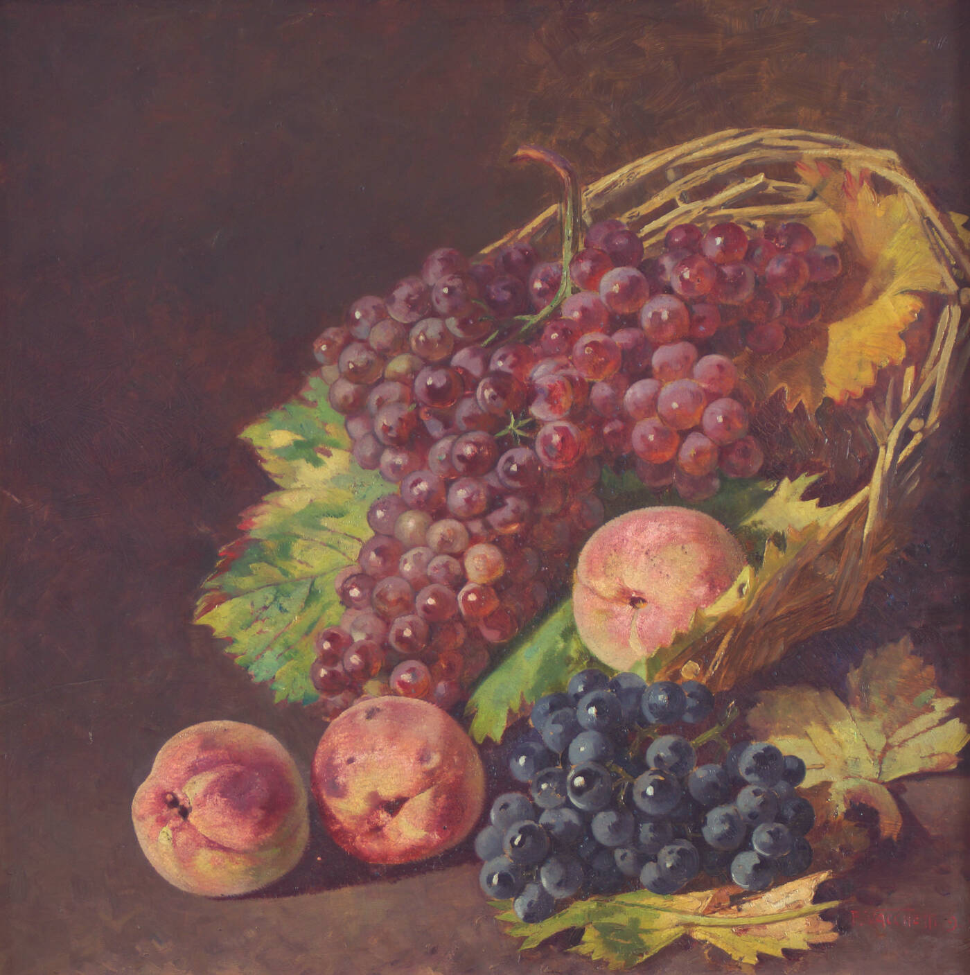 FILIPPO VACCHETTI - 'Natura morta con pesche e uva'