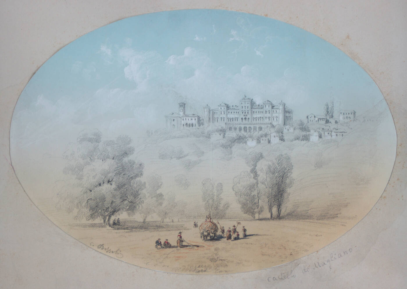 CARLO BOSSOLI - 'Veduta del Castello di Magliano'