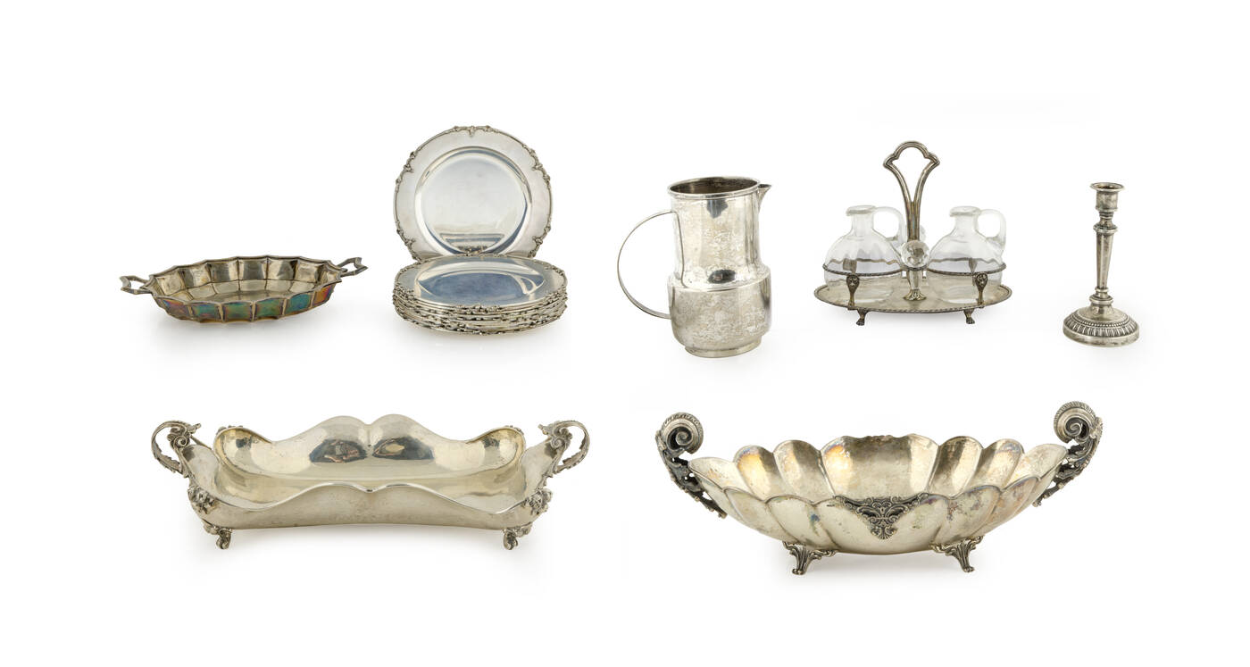 LOTTO DI 18 OGGETTI IN ARGENTO - <br>