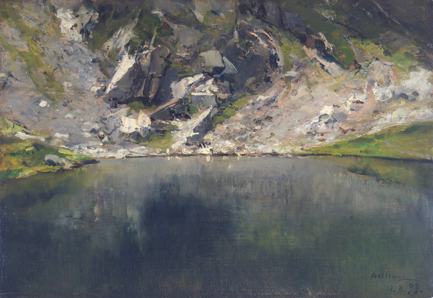 LORENZO DELLEANI - 'Un angolo del lago sotto il Mucrone' 12/8/1893