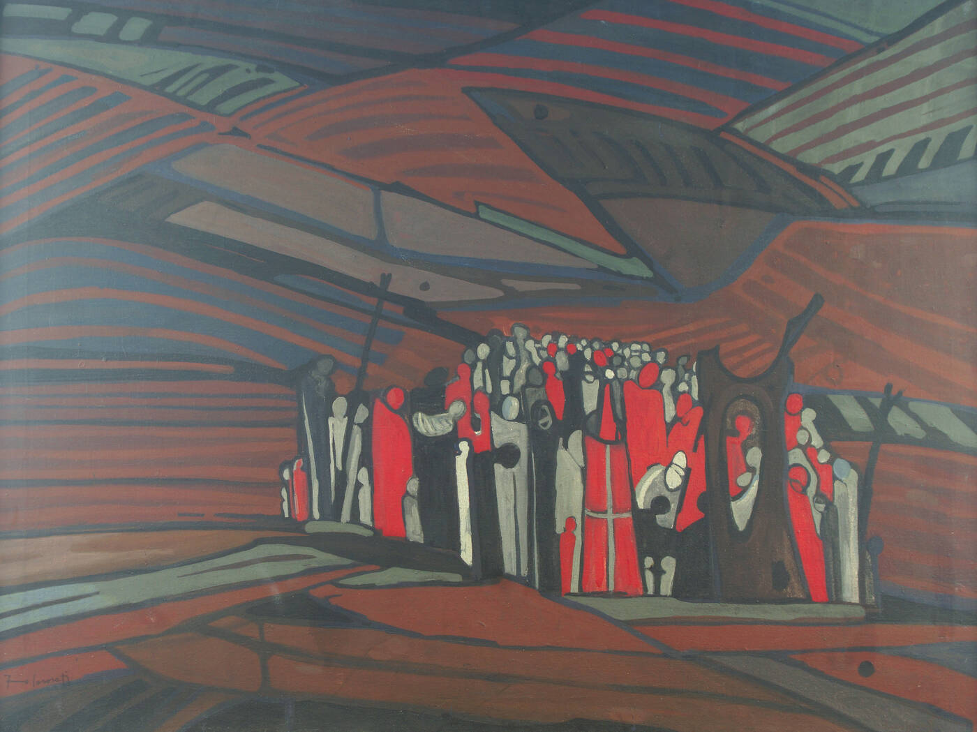 FRANCESCO CASORATI - 'Processione' 1957