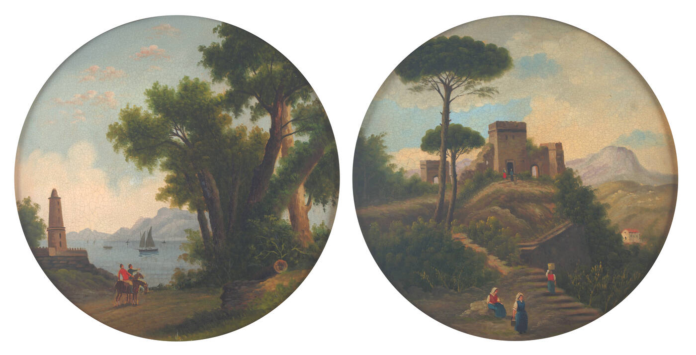 PITTORE ANONIMO - 'Coppia di paesaggi'