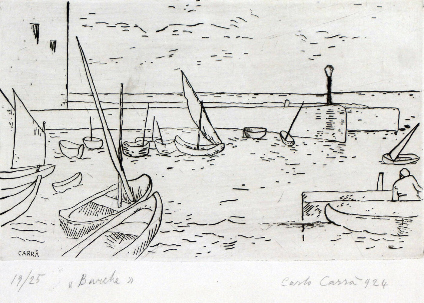 CARLO CARRA' - 'Barche' 1924